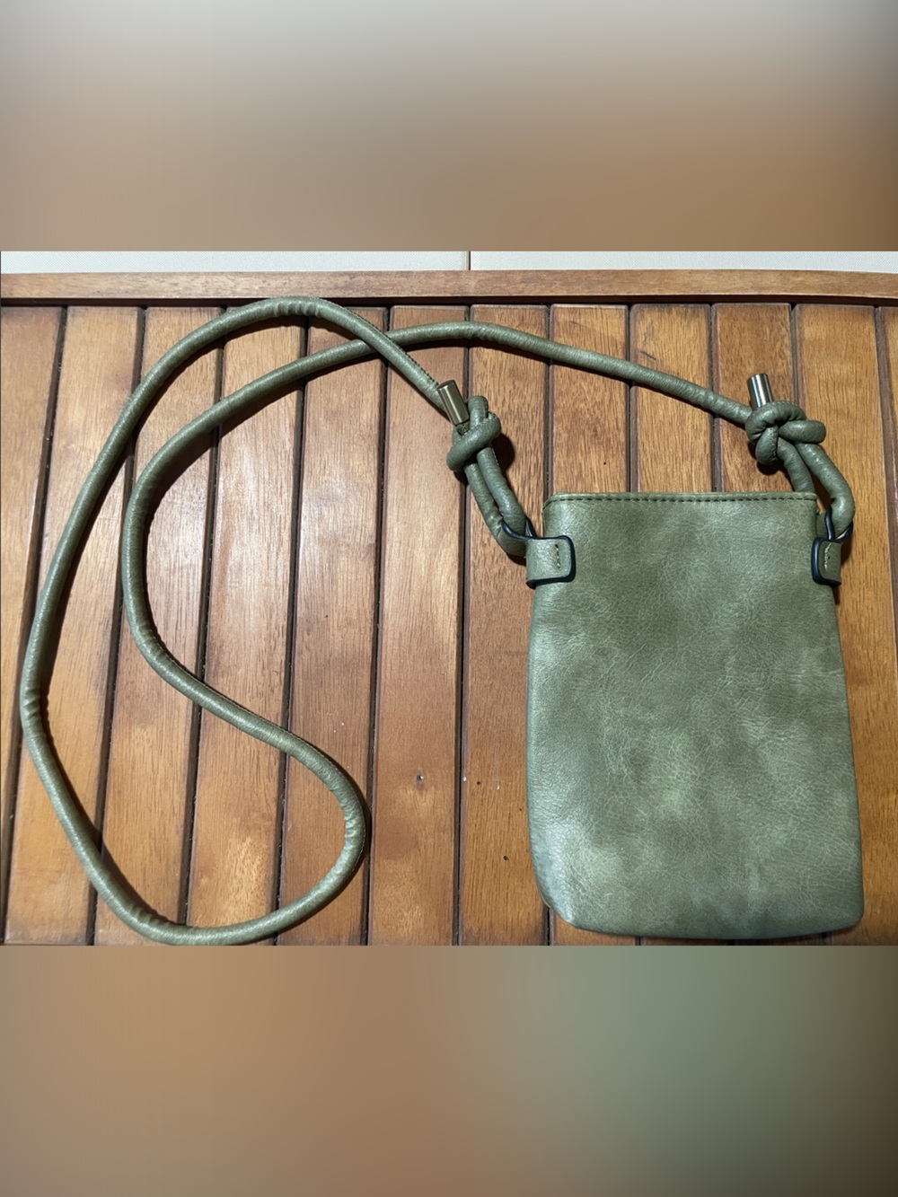 8” Olive Green Crossbody Bag with Knot-Detail Strap